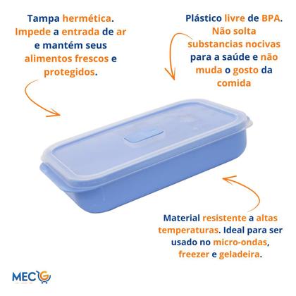 Imagem de Kit 3 Pote Herméticos Microondas 1 L Marmita Armazenar Alimento Tapoer Tapuer Tapauer Colorido Dup