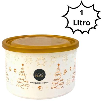 Imagem de Kit 3 Pote Organizador Porta Alimentos Redondo Branco Decorado com Tampa Natalino Boas Festas Ano Novo Decoração