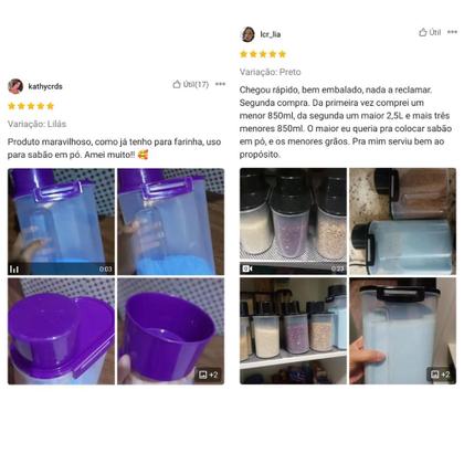 Imagem de Kit 3 Pote Porta Farinha 2,5L Farinheira c/ Bico Dosador Dispenser Para Cereais 2500ml Porta Sabão em Pó