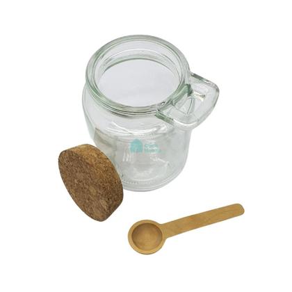 Imagem de Kit 3 Pote Porta Tempero Redondo Vidro com Colher de Bambu e Tampa Rolha 200ml