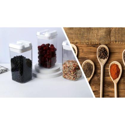 Imagem de Kit 3 Potes 1200ml/Cada Tampa Fechamento Hermético e Trava. Transparente facilita visualizar o conteúdo. Resistente