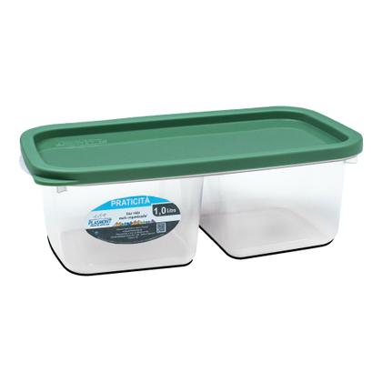 Imagem de Kit 3 Potes 1L Hérmeticos Com DivIsórias Organização de Alimentos