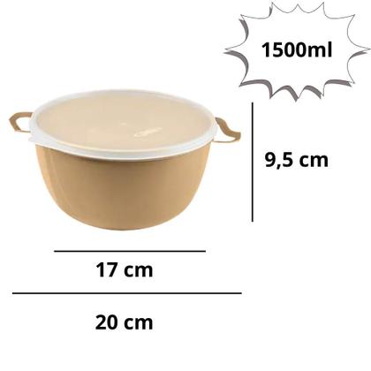 Imagem de Kit 3 Potes de Plástico Bacia Com Tampa PMG Cumbuca Vasilha Saladeira Tapoer Grande Tapuer Quality Color Lummar Redonda