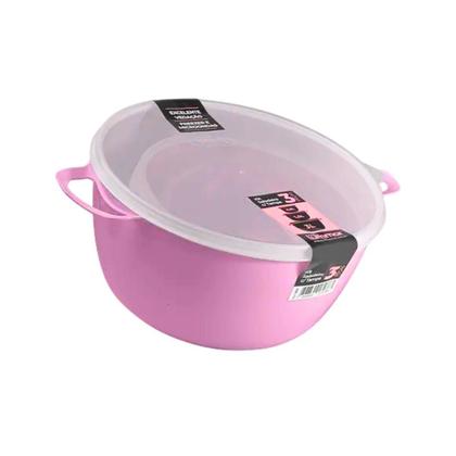 Imagem de Kit 3 Potes de Plástico Bacia Com Tampa PMG Cumbuca Vasilha Saladeira Tapoer Grande Tapuer Quality Color Lummar Redonda