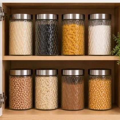 Imagem de Kit 3 Potes De Vidro Hermético 1200ml Tampa Rosca Inox Café Cozinha Hermetico Cozinha Plastico Louça
