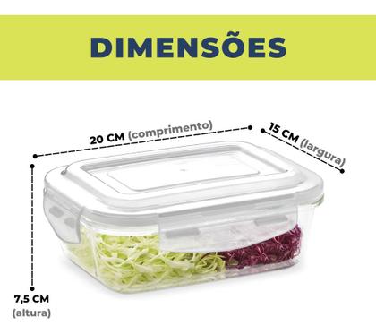 Imagem de Kit 3 Potes De Vidro Hermético Retangular 370ml 640ml 1040ml