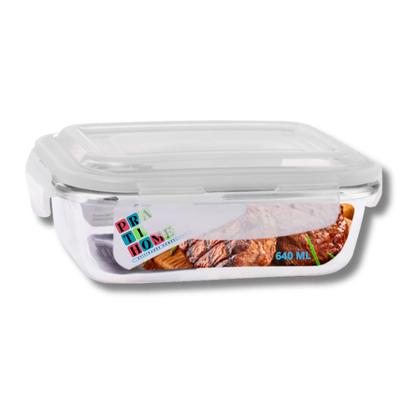 Imagem de KIT 3 Potes de Vidro Retangular com Tampa Hermética 640ml