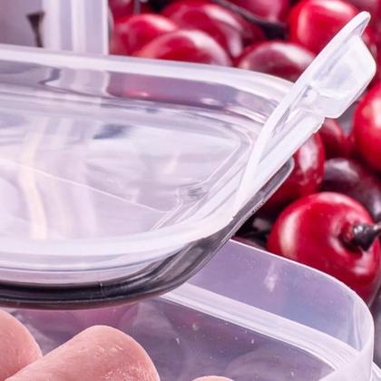 Imagem de Kit 3 Potes Hermético Porta Frios Com Travas Cesto Escorredor 500ML Frutas Vegetais Alimentos