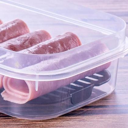 Imagem de Kit 3 Potes Hermético Porta Frios Com Travas Cesto Escorredor 500ML Frutas Vegetais Alimentos