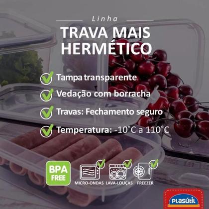 Imagem de Kit 3 Potes Hermético Porta Frios Com Travas Cesto Escorredor 500ML Frutas Vegetais Alimentos