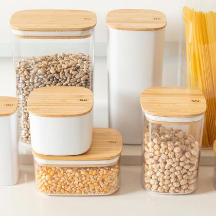 Imagem de Kit 3 Potes Herméticos C/ Tampa De Bambu 0,65l, 1,5l E 2,3l