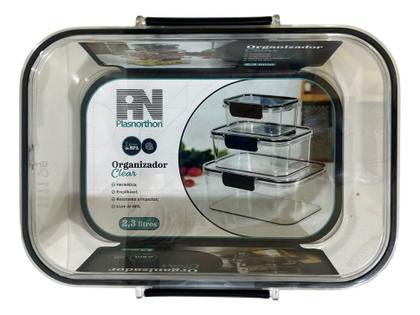 Imagem de Kit 3 Potes Herméticos Com Tampa Vedação Retangular Plasnort