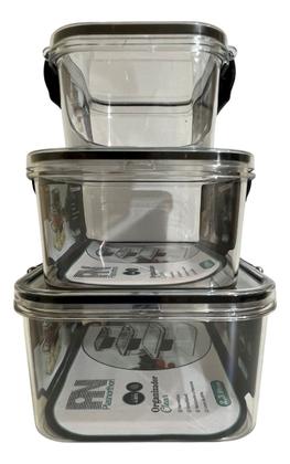 Imagem de Kit 3 Potes Herméticos Com Tampa Vedação Retangular Plasnort