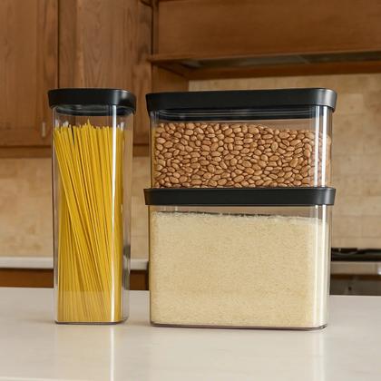 Imagem de Kit 3 Potes Herméticos Grande Arroz Feijão Macarrão Cozinha