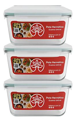 Imagem de Kit 3 Potes Herméticos Grande Marmita 1040ml Tampa Com Trava Transparente