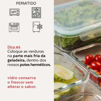 Imagem de Kit 3 Potes Herméticos Grande Marmita 1040ml Tampa Com Trava Transparente