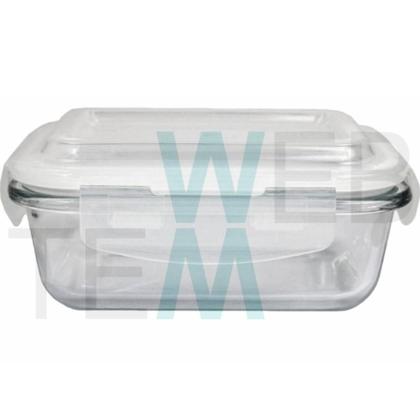 Imagem de Kit 3 Potes Herméticos Marmita de Vidro Retangular 640ml Tampa BPA Free: Armazenar Alimento e Organização de Casa com Sustentabilidade e Praticidade