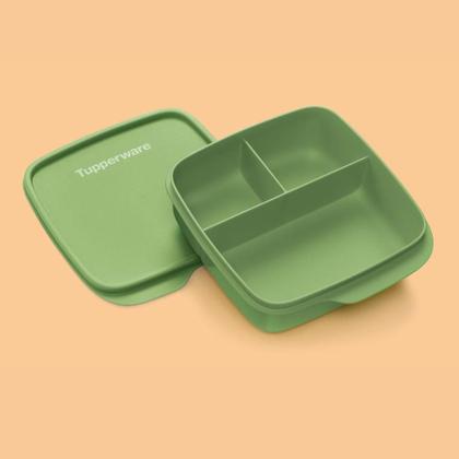 Imagem de Kit 3 Potes Herméticos Tupperware Basic Line Divisória Verde 550ml