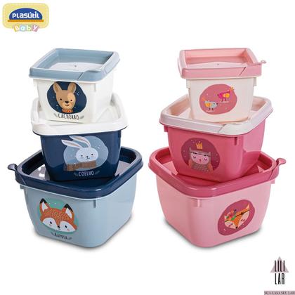 Imagem de Kit 3 Potes Infantil Bebê Lanches Congelar Papinha com Tampa