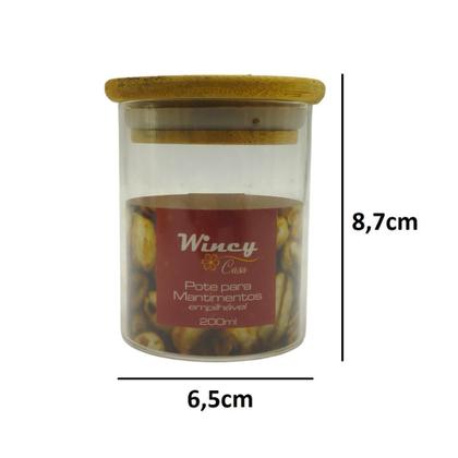 Imagem de Kit 3 Potes Mantimentos 200Ml + Petisqueira Retangular Bambu