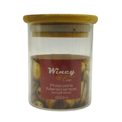 Imagem de Kit 3 Potes Mantimentos 200Ml + Petisqueira Retangular Bambu