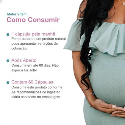 Imagem de Kit 3 Potes Mater Vitam Suplemento Alimentar Vitaminas e Minerais Gestante Lactantes Mamãe Natunectar 180 Capsulas