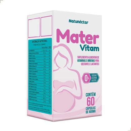 Imagem de Kit 3 Potes Mater Vitam Suplemento Alimentar Vitaminas e Minerais Gestante Lactantes Mamãe Natunectar 180 Capsulas
