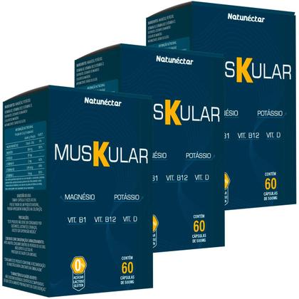 Imagem de Kit 3 Potes Muskular Suplemento Alimentar Natural 100% Pura Natunéctar 180 Capsulas Vitamina