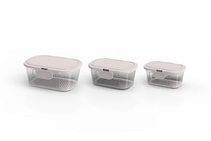 Imagem de Kit 3 Potes Para Alimentos Transparente P/M/G Com Tampa Fixa