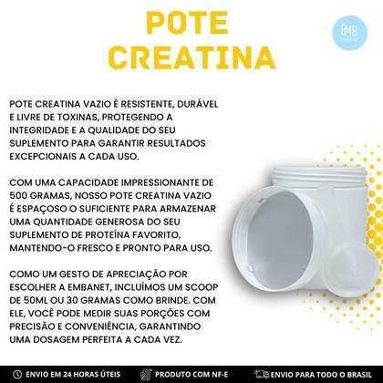 Imagem de Kit 3 Potes Para Creatina 500g Vazio + Scoop de 50ml