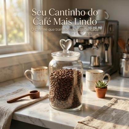 Imagem de Kit 3 Potes para Mantimentos em Vidro Hermético Tampa Coração