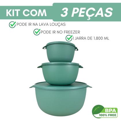 Imagem de Kit 3 Potes Plastico Redondos Bowl Livre Bpa