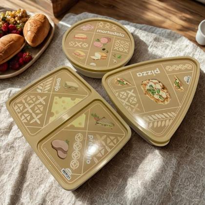 Imagem de Kit 3 Potes Porta Frios Mortadela Presunto Queijo Pizza