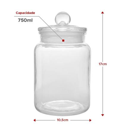 Imagem de Kit 3 Potes Porta Mantimentos Vidro Arena 750ml Tampa Lyor