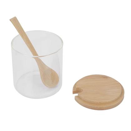 Imagem de Kit 3 Potes Porta Temperos Condimentos Vidro Tampa Bambu