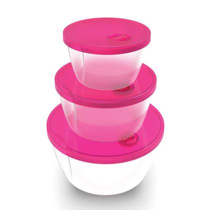 Imagem de Kit 3 Potes Redondos 350ml 650ml 1200ml Rosa