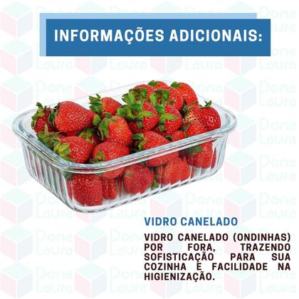 Imagem de Kit 3 Potes Resistente Retangular Vidro Resistente 1520ml