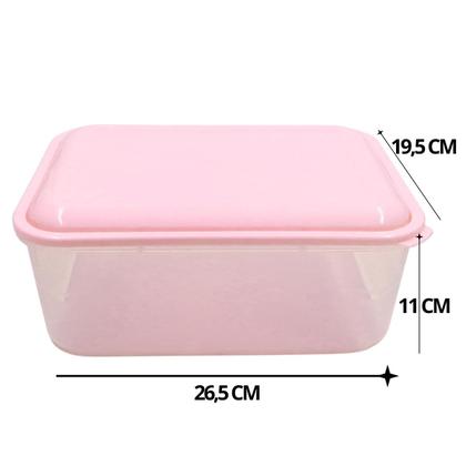 Imagem de Kit 3 Potes Retangular 3,6 Litros com Tampa Rosa Verde Azul