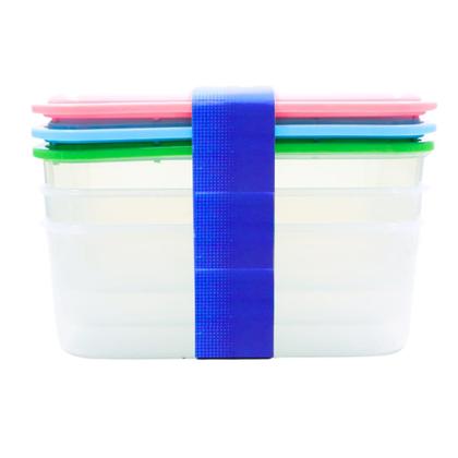 Imagem de Kit 3 Potes Retangular 3,6 Litros com Tampa Rosa Verde Azul