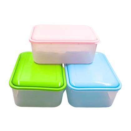 Imagem de Kit 3 Potes Retangular 3,6 Litros com Tampa Rosa Verde Azul