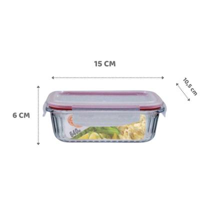 Imagem de Kit 3 Potes Retangular 4 Travas Marmita Canelado 640ml