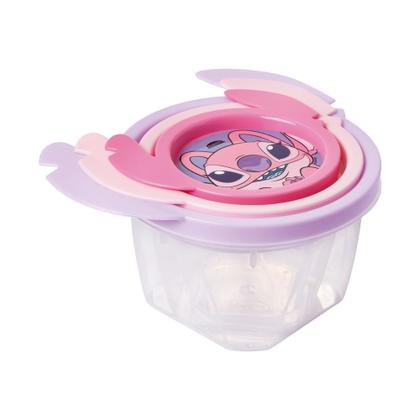 Imagem de Kit 3 Potes Stitch e Angel Lúdico 3D Lancheira Passeio