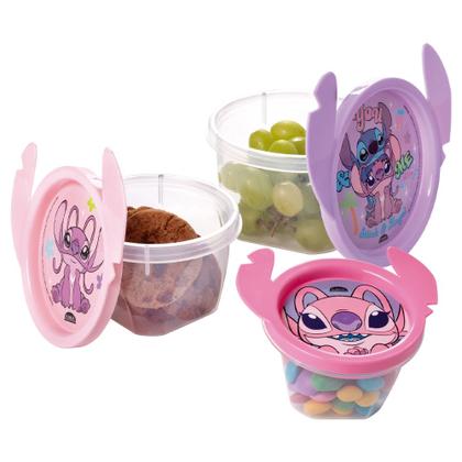 Imagem de Kit 3 Potes Stitch e Angel Lúdico 3D Lancheira Passeio