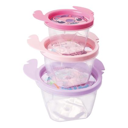 Imagem de Kit 3 Potes Stitch e Angel Lúdico 3D Lancheira Passeio