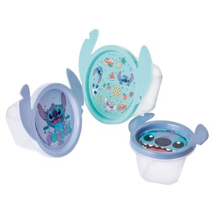 Imagem de Kit 3 Potes Stitch e Angel Lúdico 3D Lancheira Passeio