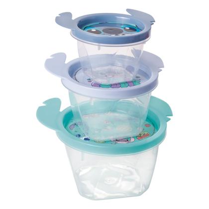 Imagem de Kit 3 Potes Stitch e Angel Lúdico 3D Lancheira Passeio