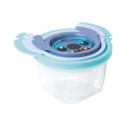 Imagem de Kit 3 Potes Stitch e Angel Lúdico 3D Lancheira Passeio