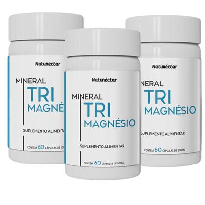 Imagem de Kit 3 Potes Tri Magnésio Malato Taurato Bisglicinato 180 Cápsulas Suplemento Alimentar Natural Premium Natunectar Original