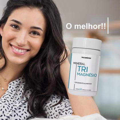 Imagem de Kit 3 Potes Tri Magnésio Malato Taurato Bisglicinato 180 Cápsulas Suplemento Alimentar Natural Premium Natunectar Original