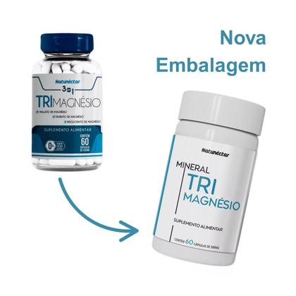 Imagem de Kit 3 Potes Tri Magnésio Malato Taurato Bisglicinato 180 Cápsulas Suplemento Alimentar Natural Premium Natunectar Original